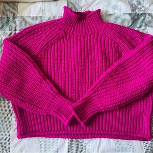 H&M Fuchsia Ribbed Turtleneck Sweater